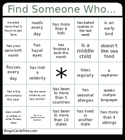 Find Someone Who... Bingo Card