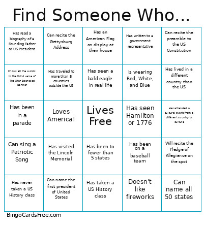 Find Someone Who... Bingo Card