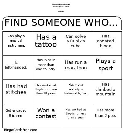 FIND SOMEONE WHO... Bingo Card