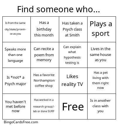 Find someone who... Bingo