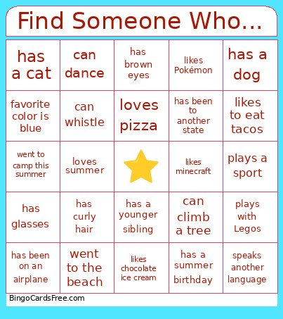 Find Someone Who... Bingo Card