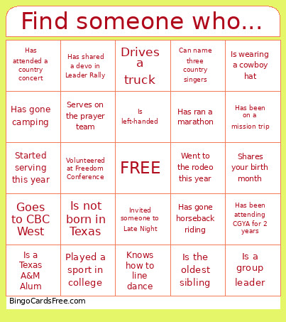 Find Someone Who... Bingo Card