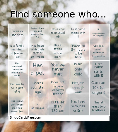 Find Someone Who... Bingo Card