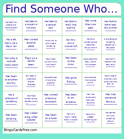 Find Someone Who… Bingo Card
