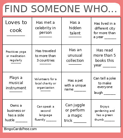 FIND SOMEONE WHO... Bingo Card