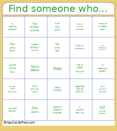 Find Someone Who... Bingo Card