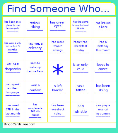 Find Someone Who... Bingo Card 2