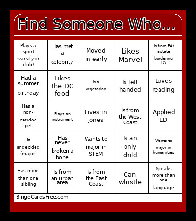 Find Someone Who... Bingo Card
