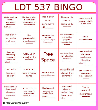 Find Someone Who: Bingo Card