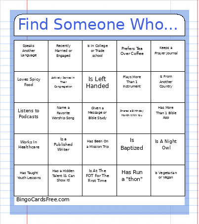 Find Someone Who... Bingo Card
