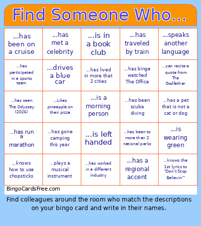 Find Someone Who... Bingo Card