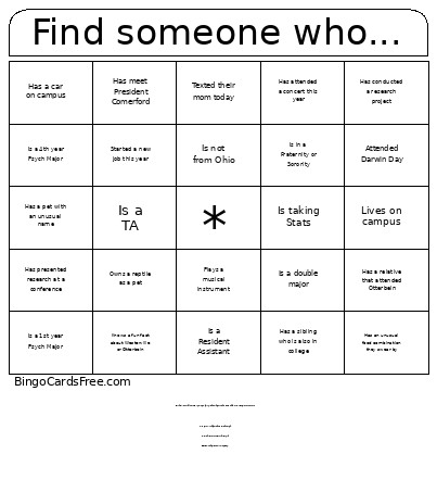 Find Someone Who... Bingo Card