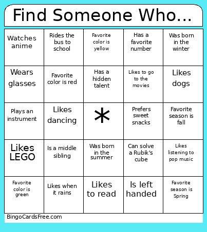 Find Someone Who... Bingo Card