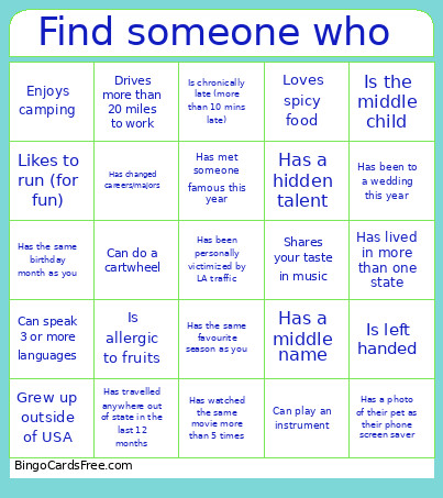 Find Someone Who… Bingo Card