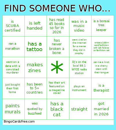 FIND SOMEONE WHO... Bingo Card 2