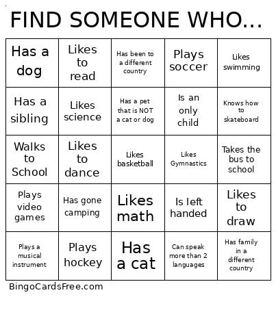 Find Someone Who Bingo Cards Free Pdf Printable Game, Title: FIND SOMEONE WHO...