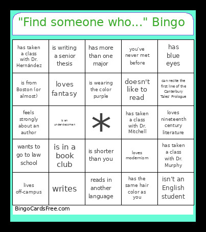 Find Someone Who... Bingo Card