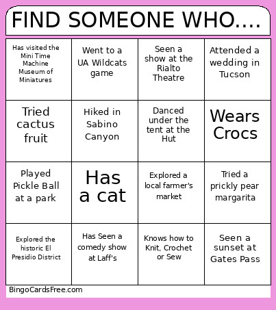 Find Someone Who Bingo Card