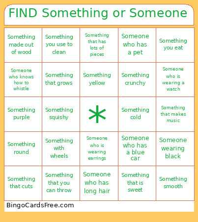 FIND Something Or Someone Bingo Card