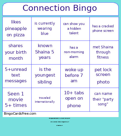 Find The Guest Bingo Card
