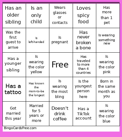Find The Guest Bingo Card 2