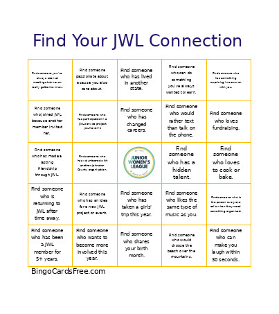 Find Your JWL Connection Bingo Card 2
