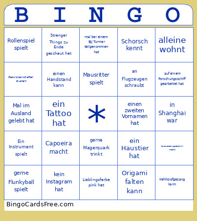 Finde Eine Person Die.... Bingo Card