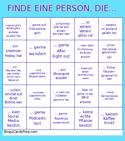 FINDE EINE PERSON, DIE... Bingo Card