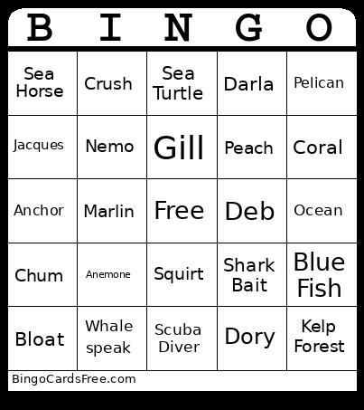 Finding Nemo Bingo