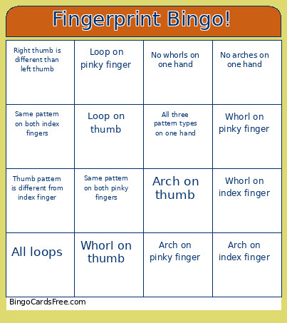 Fingerprint ! Bingo Card