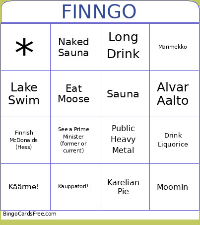 Finland Bingo Card