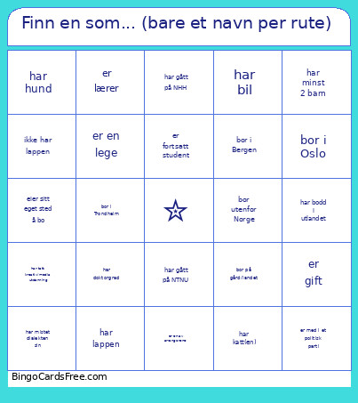 Finn En Som... (bare Et Navn Per Rute) Bingo Card