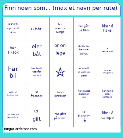 Finn Noen Som... (max Et Navn Per Rute) Bingo Card