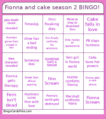 Fionna And Cake Season 2 ! Bingo Card