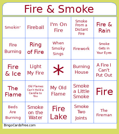 Fire & Smoke Bingo Card