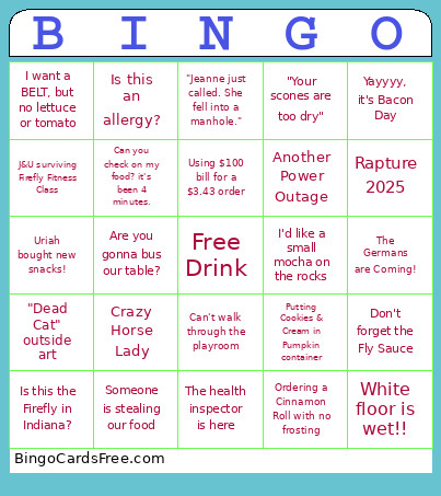 Firefly 2026 Party Bingo Card