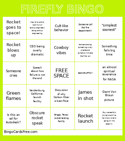 FIREFLY Bingo Card