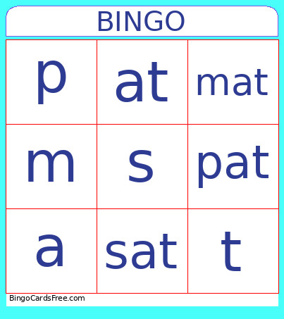 First 12 Letters Bingo Card