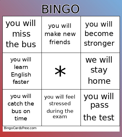 First Conditional Bingo Card