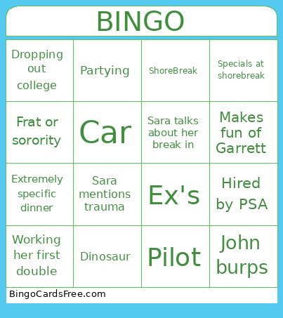 First Date Bingo Card