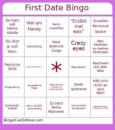 First Date Bingo Card