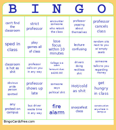 First Day 2 Bingo Card