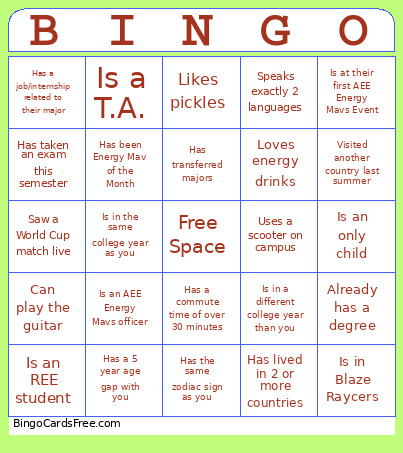 First GBM Bingo Card