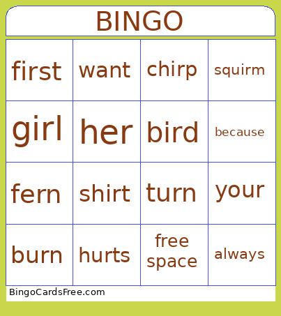 first grade Bingo