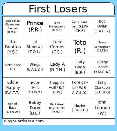 First Losers Bingo