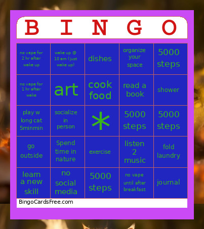 FIrst One Bingo Card