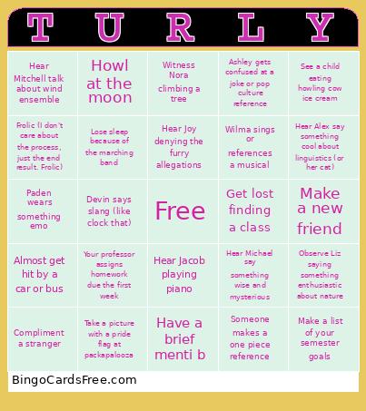 First Week Of School Bingo Card