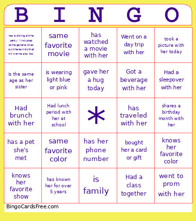 First1 Bingo Card