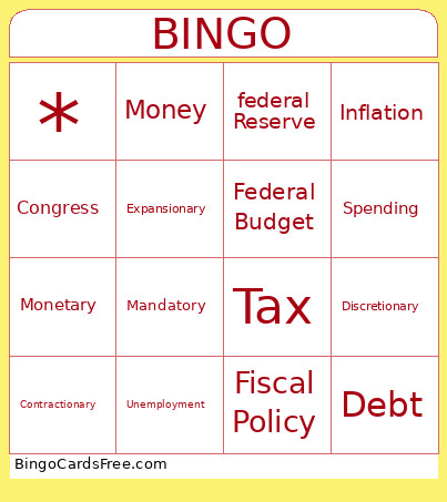 Fiscal And Monetary Policy Bingo Card
