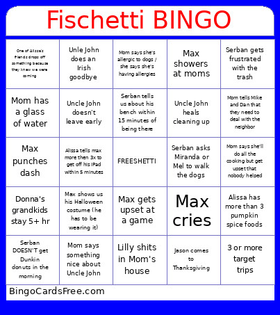 Fischetti Bingo Card
